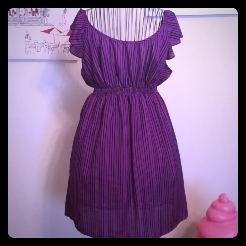 Adorable Purple and Black Striped Dress - Size M